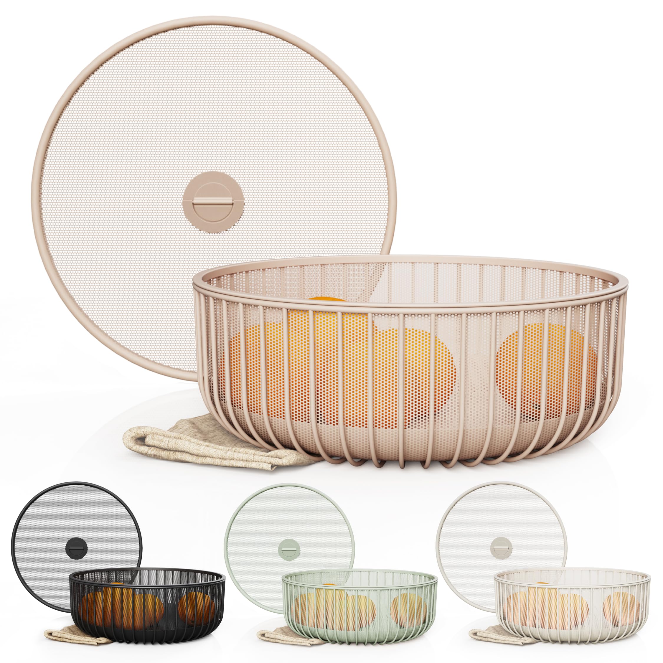 Amazon.com: LIBKEN Metal Fruit Bowl with Mesh Lid and Basket