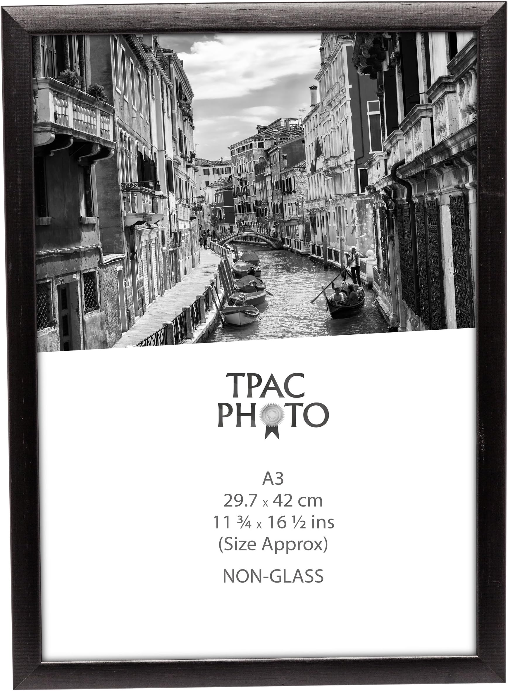 PAWFA3BBLK Matt Black Wood A3 (30x42cm) Certificate / Photo Frame with Non Glass Front