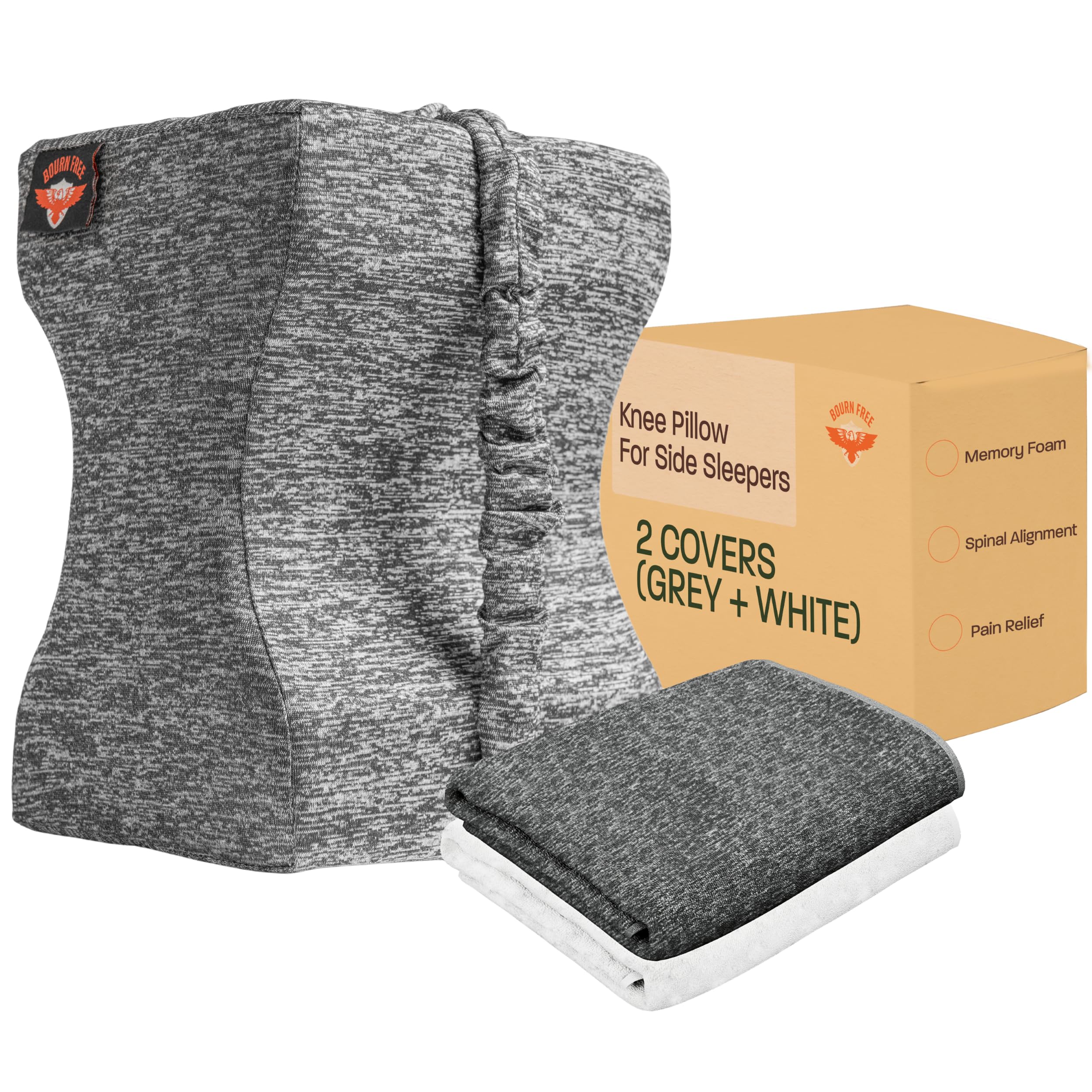 Almohada de rodilla para personas que duermen de lado, espuma viscoelástica para alineación de la columna vertebral y alivio del dolor, cómodo cojín de pierna para dormir para ciática, espalda y