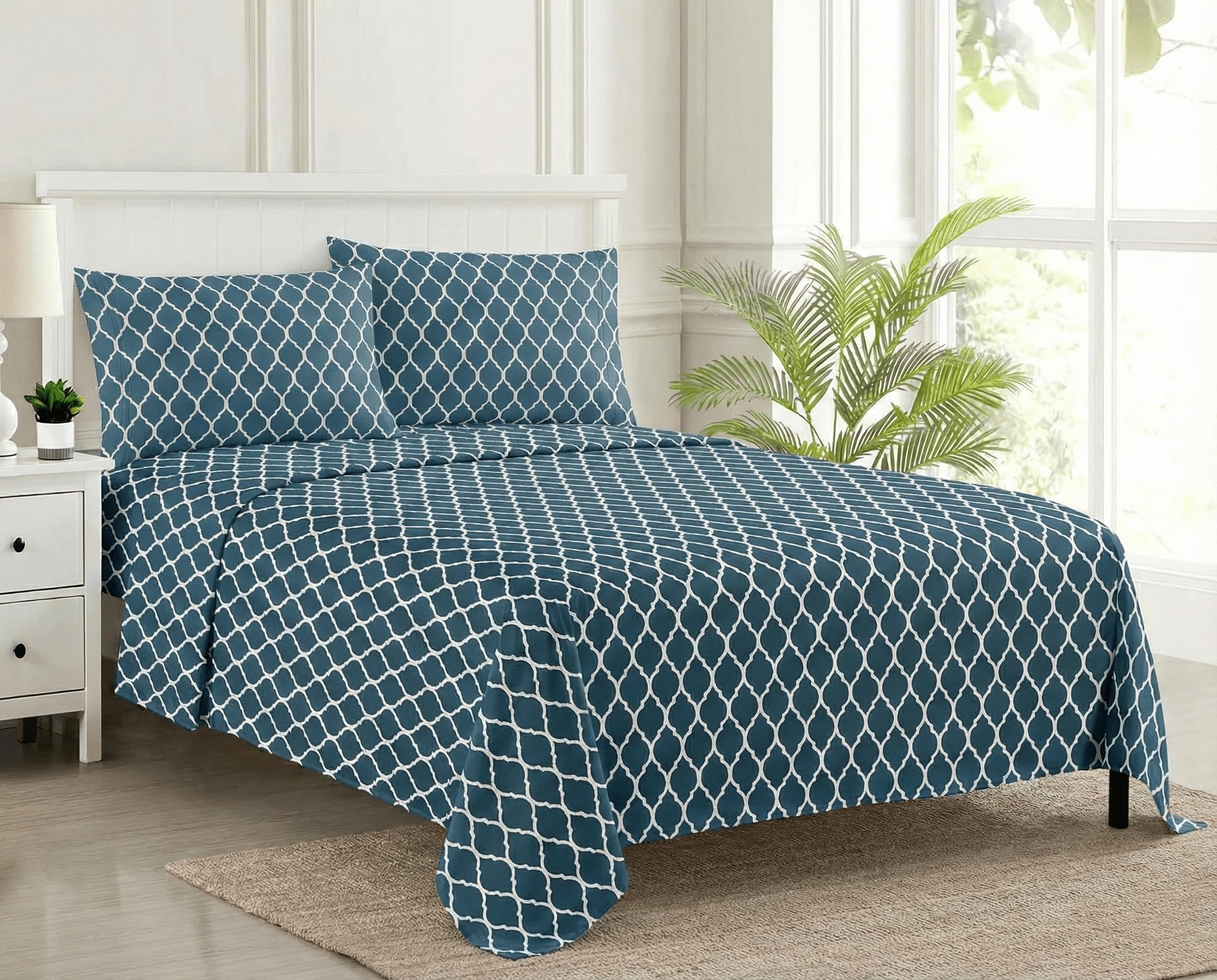 Trance Home Forest Green Cotton Queen Bedsheet Set -19