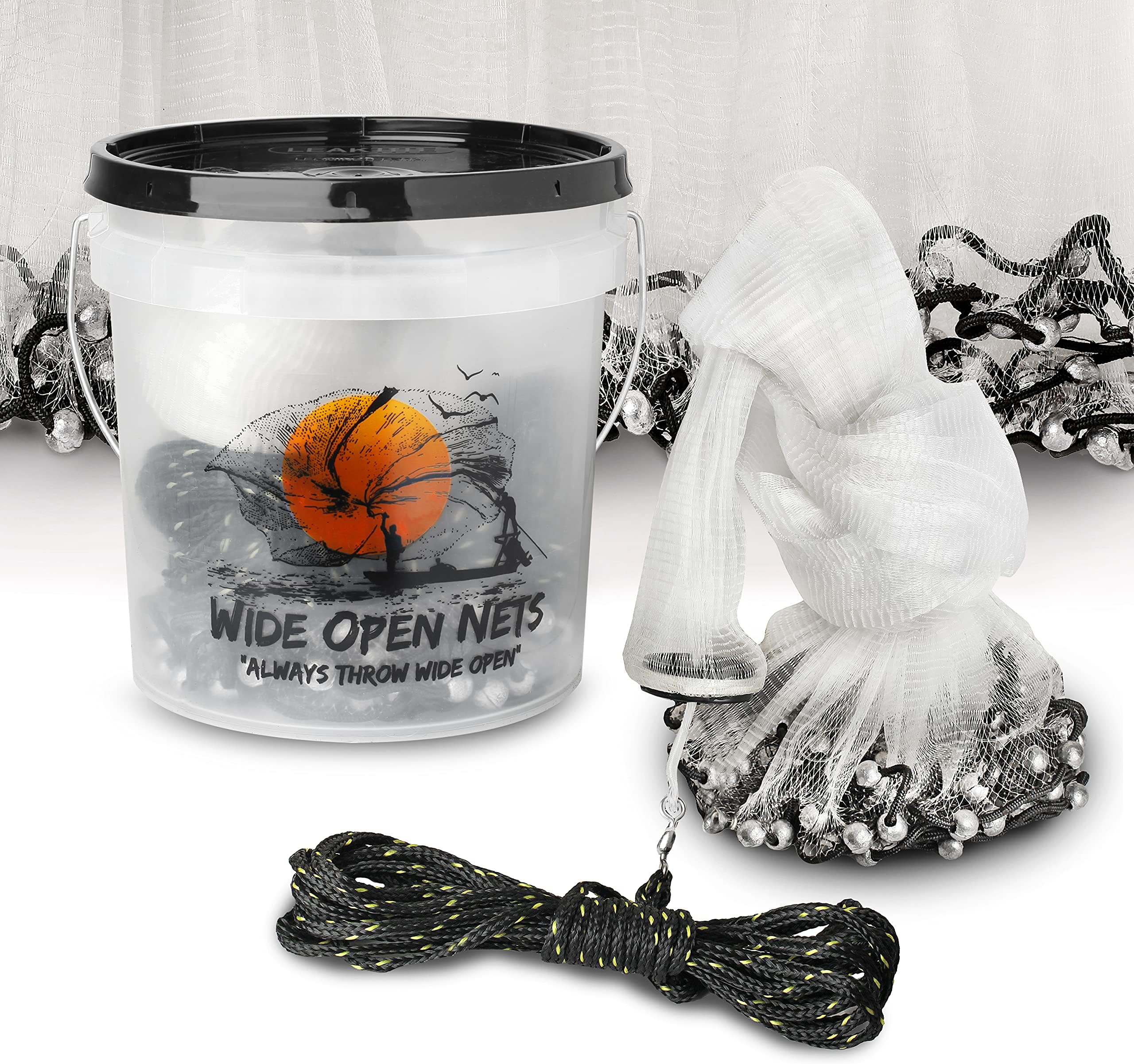 Hand Cast Net - Casting Nets for Fishing - Premium Fish Traps for Large Minnow Bait - Bait Net for Lakes, Rivers, Ocean, Salt & Freshwater, 1lbs/Ft