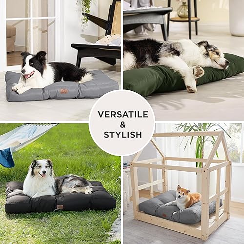 Miniatura 4 de Bedsure Camas para perros de tamaño grande, colchón lavable para mascotas con tela Oxford, cojín de almohada para mascotas para jaula, tapete gris