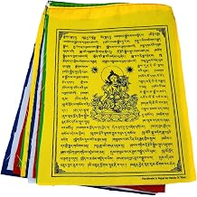 White Tara Tibetan Prayer Flags From Nepal Set of 10 Flags. Five Tibetan Traditional Colors which are Yellow, Green, red, White and Blue. Each Color Represents an Element.