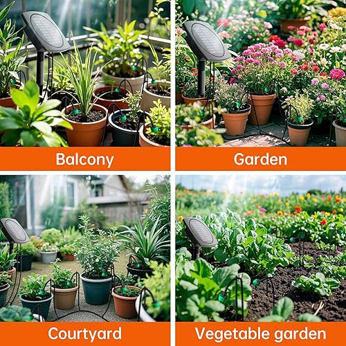 Miniatura 5 de Kit de riego por goteo automático solar para plantas de interiorexterior, 12 modos de temporización, sistema de riego automático de jardín para
