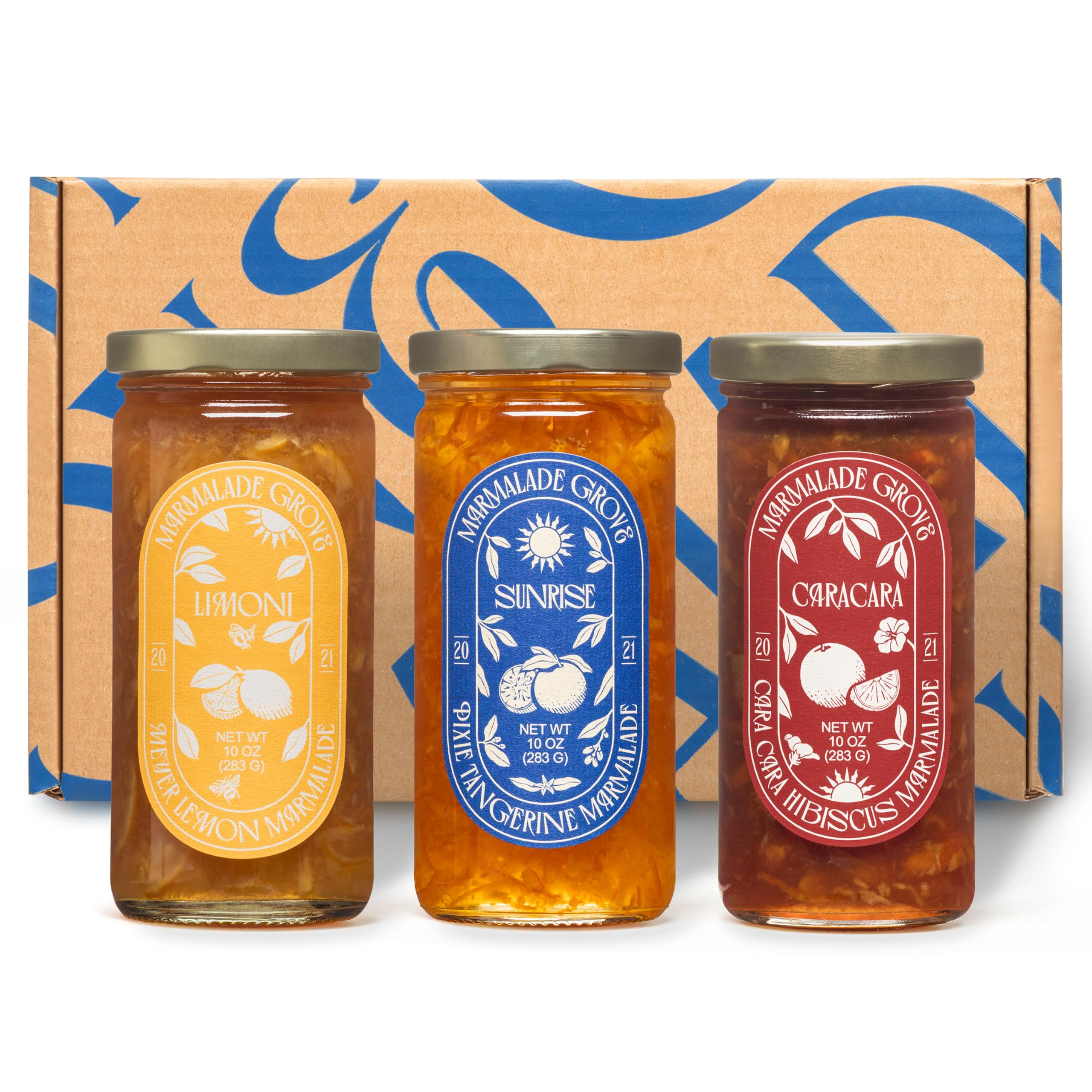 Marmalade Grove, Marmalade Gift Set, Handmade With Fresh Fruit, (Pixie Tangerine, Cara Cara Orange & Hibiscus, Meyer Lemon & Honey), 10 oz Jars (Pack Of 3)