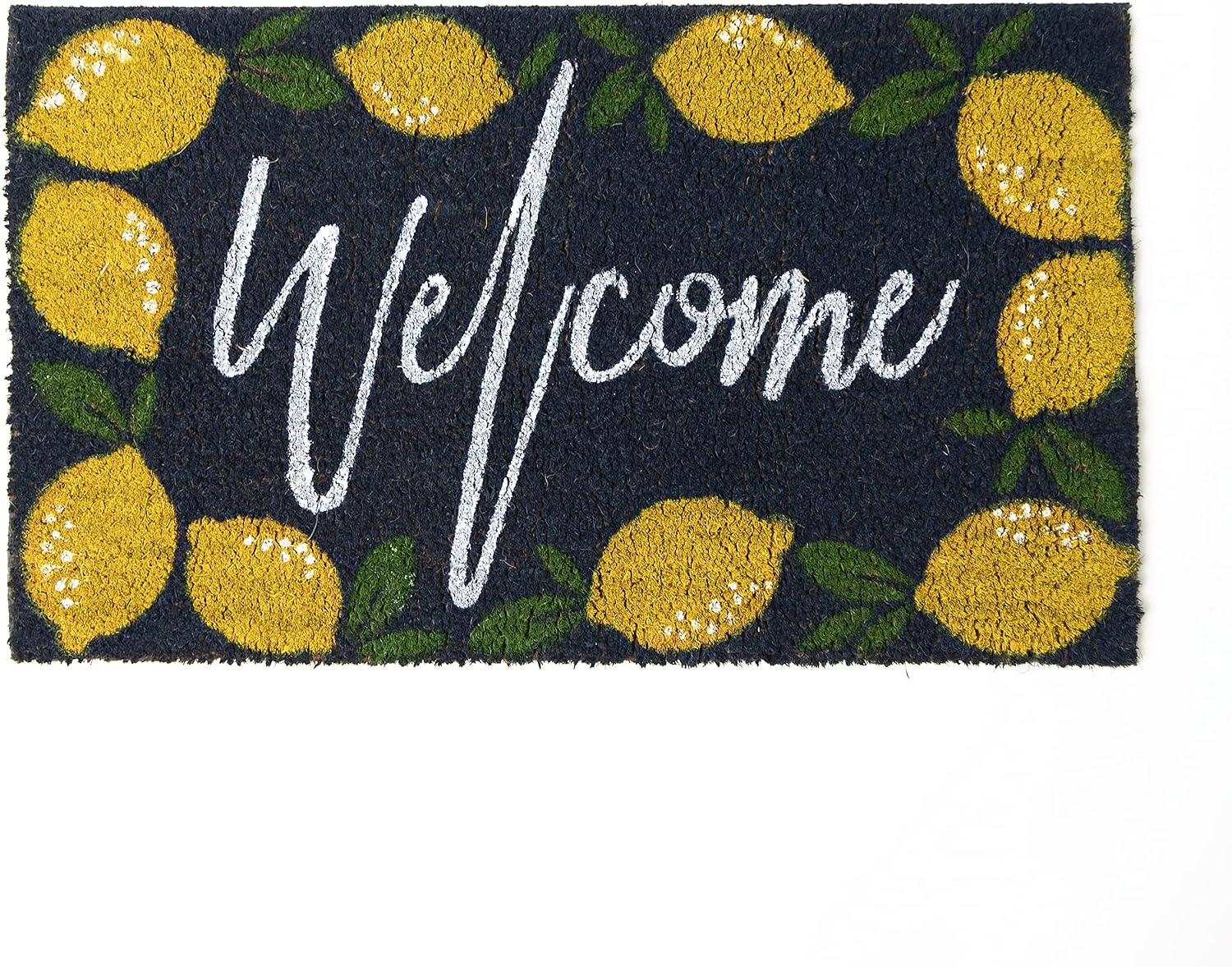 Avera Products | Welcome Lemons, Natural Coir Fiber Doormat, Anti-Slip PVC Mat Back