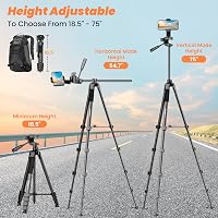 Stativ cameră Nineigh 190 cm Aluminiu - Pentru smartphone, DSLR, cu cap panoramic 360°, telecomandă, pentru fotografii orizontale, călătorii, 5