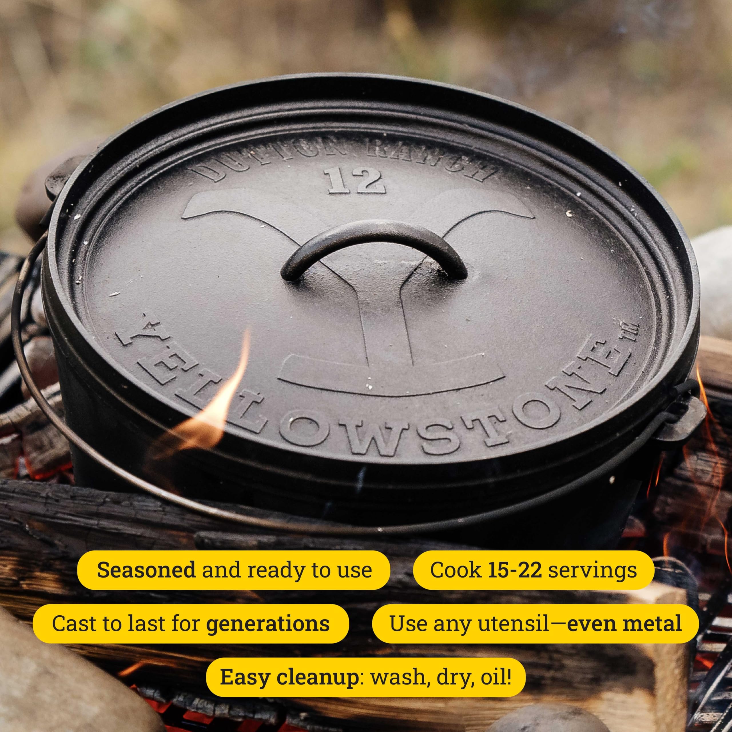 Amazon | Lodge Yellowstone - 深さ12インチのキャンプダッチオーブン