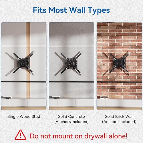 Miniatura 3 de Imncya Soporte de pared para TV de movimiento completo para televisores de 26 a 55 pulgadas, soporte de pared para TV de hasta 66 libras, brazos