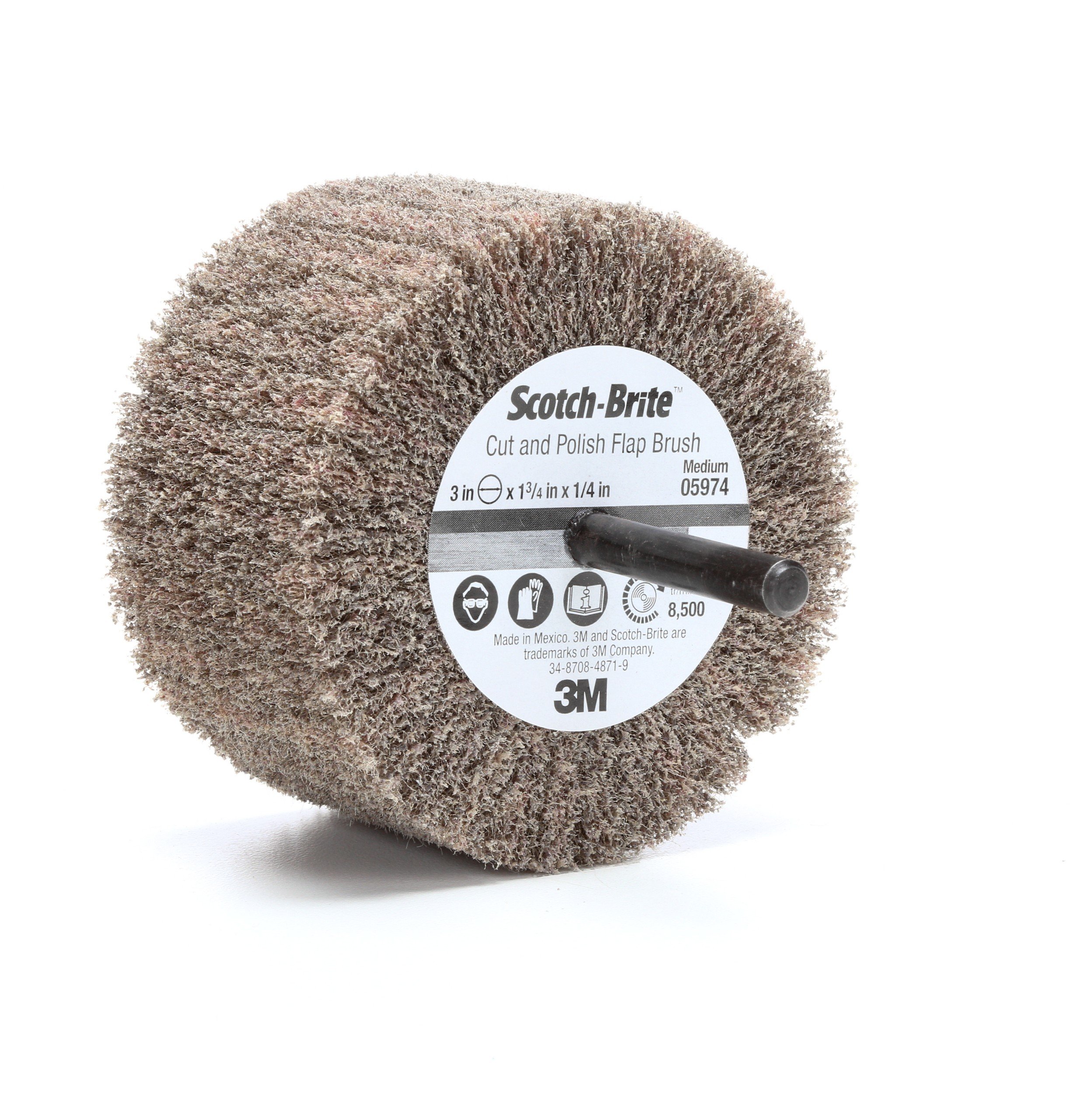 Scotch-Brite - Cepillo para cortar y pulir con solapa, 3 pulgadas x 1 3/4 pulgadas x 1/4 pulgadas A MED, 10 por caja