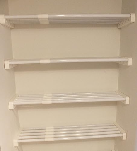 EZ Shelf - Kit de armario de lino expandible para bricolaje cuatro estantes expandibles de 175 a 27 pulgadas color blanco