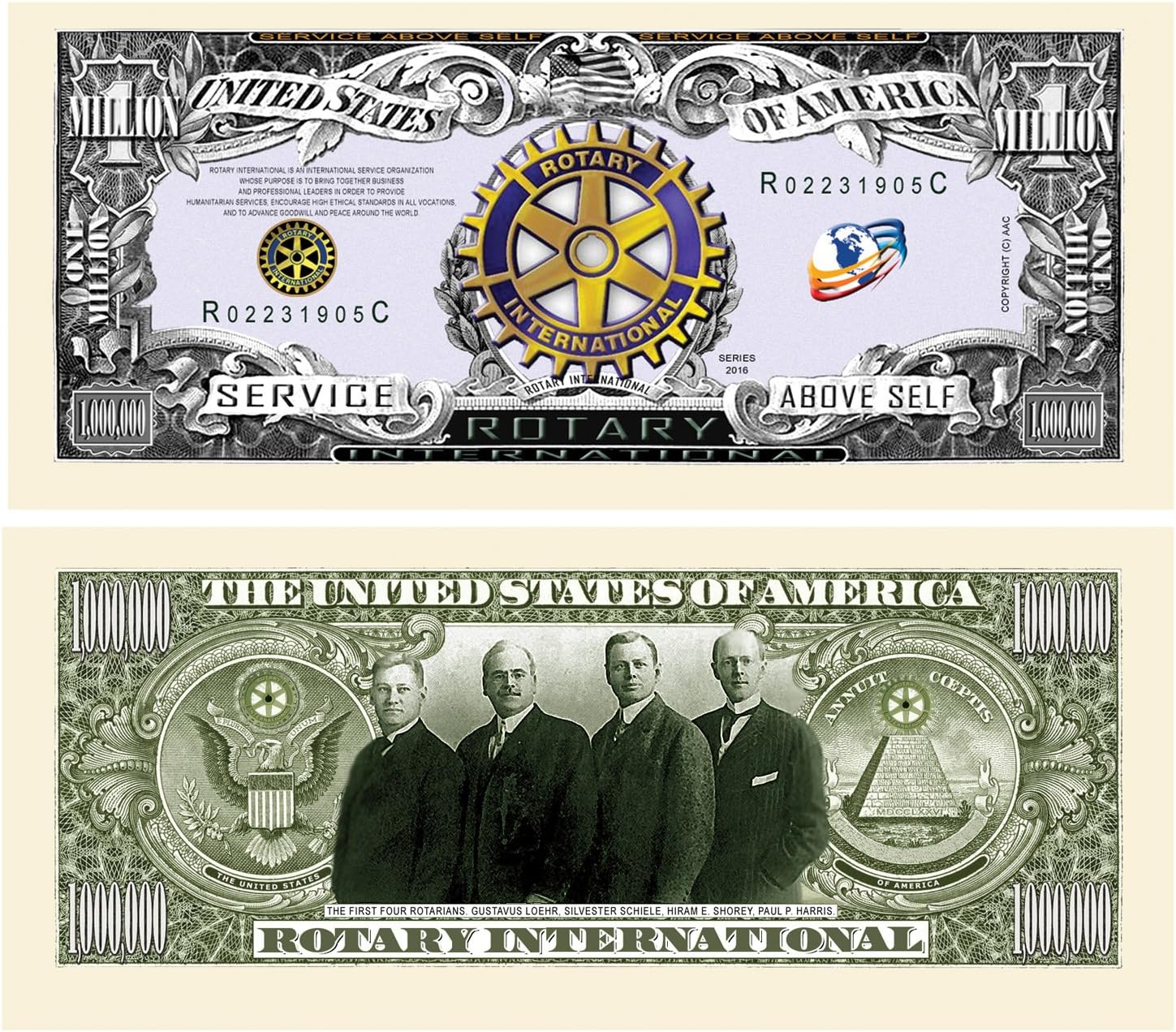 American Art Classics Pack of 100 - Rotary Club Rotarian Million Dollar Bill - Best Gift Or Keepsake for Rotarians