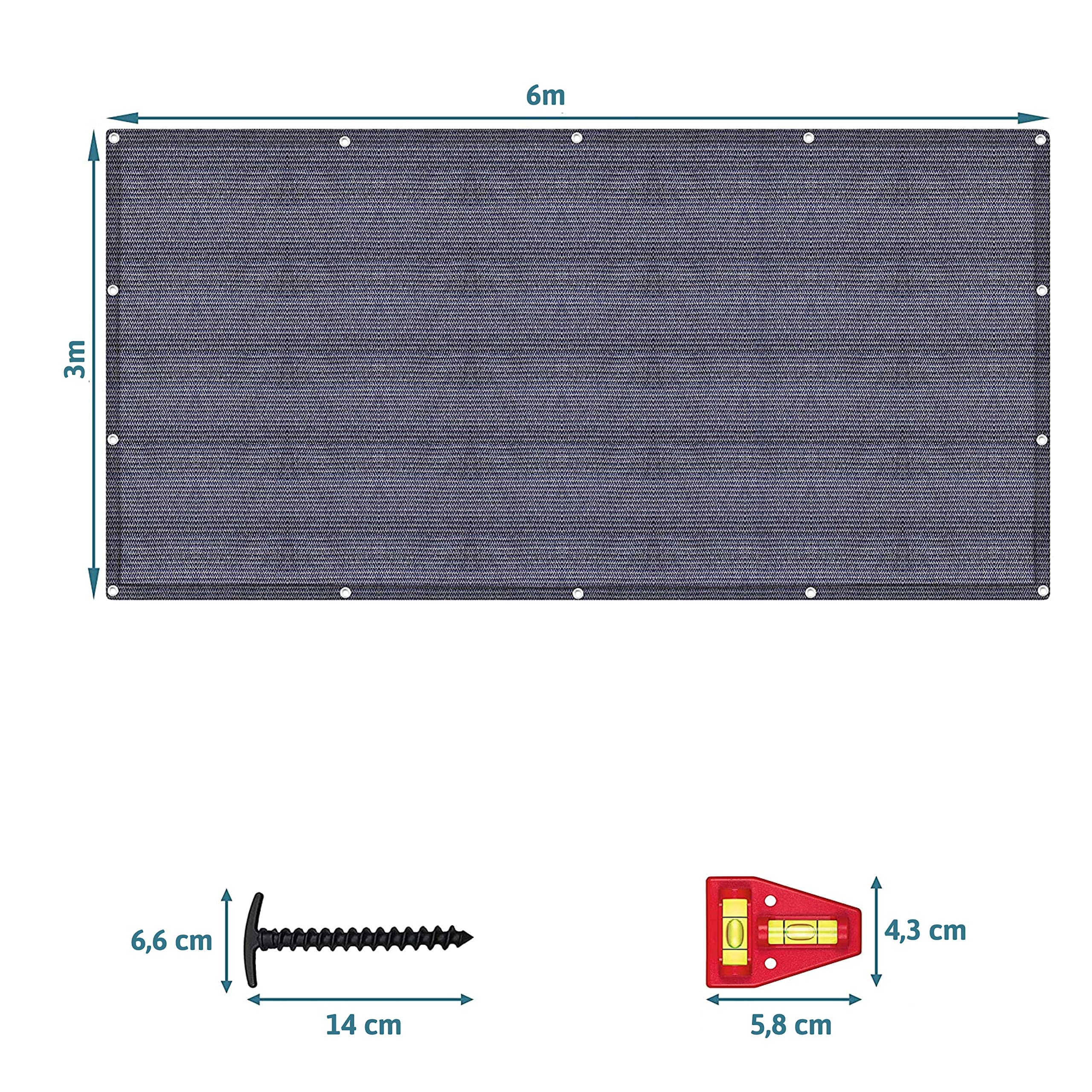 smartpeas Tappeto Da Campeggio 300X600Cm - Blu/Grigio - Altamente Robusto E Lavabile (Hdpe) + Inclusi: 8 Picchetti