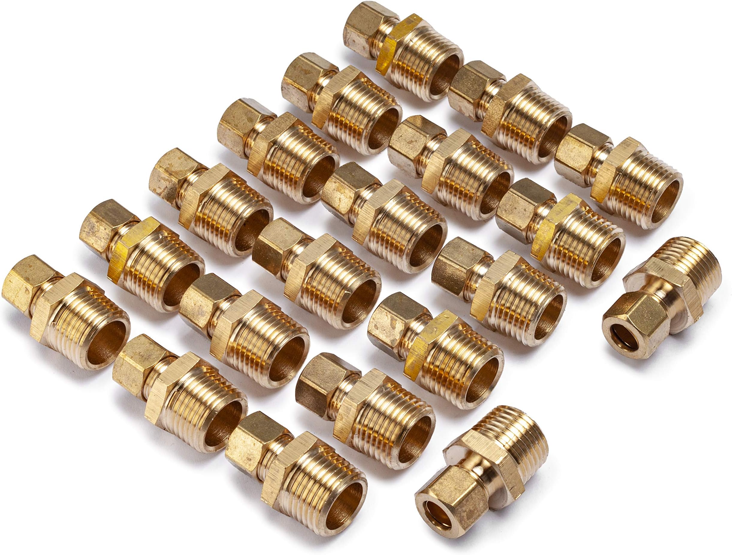 LTWFITTING Brass 3/8-Inch OD x 1/2-Inch Male NPT Compression Connector Fitting(Pack of 5)