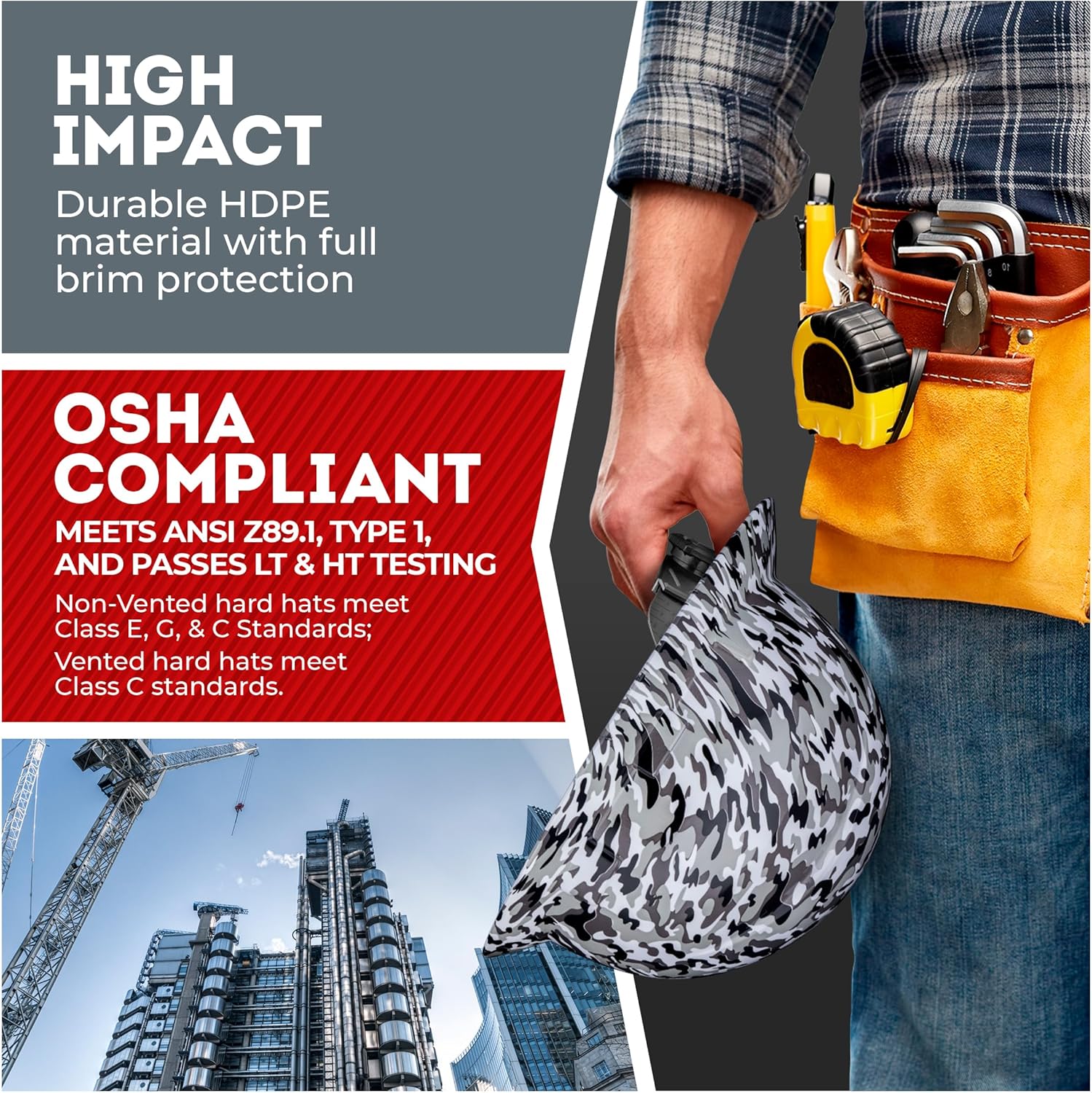 Acerpal Updated Full Brim Hard Hat, True Camo Gloss, Padded, OSHA Construction Safety Approved Hardhats, Hard Hats for Men, Cascos De Construccion Helmet.