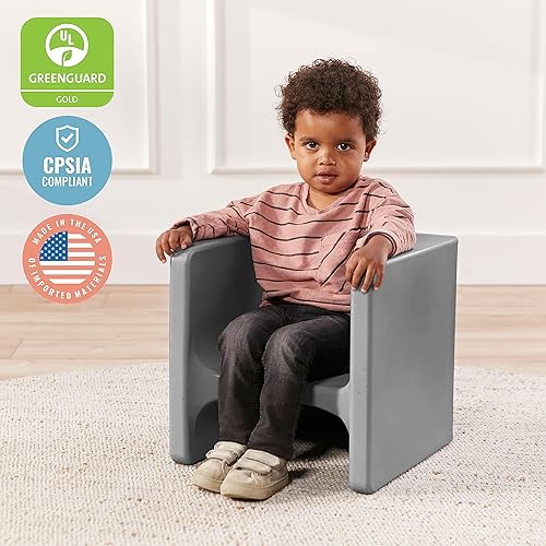 Miniatura 7 de ECR4Kids Tri-Me - Juego de mesa y sillas cubo, muebles multiusos, gris oscuro, 3 piezas