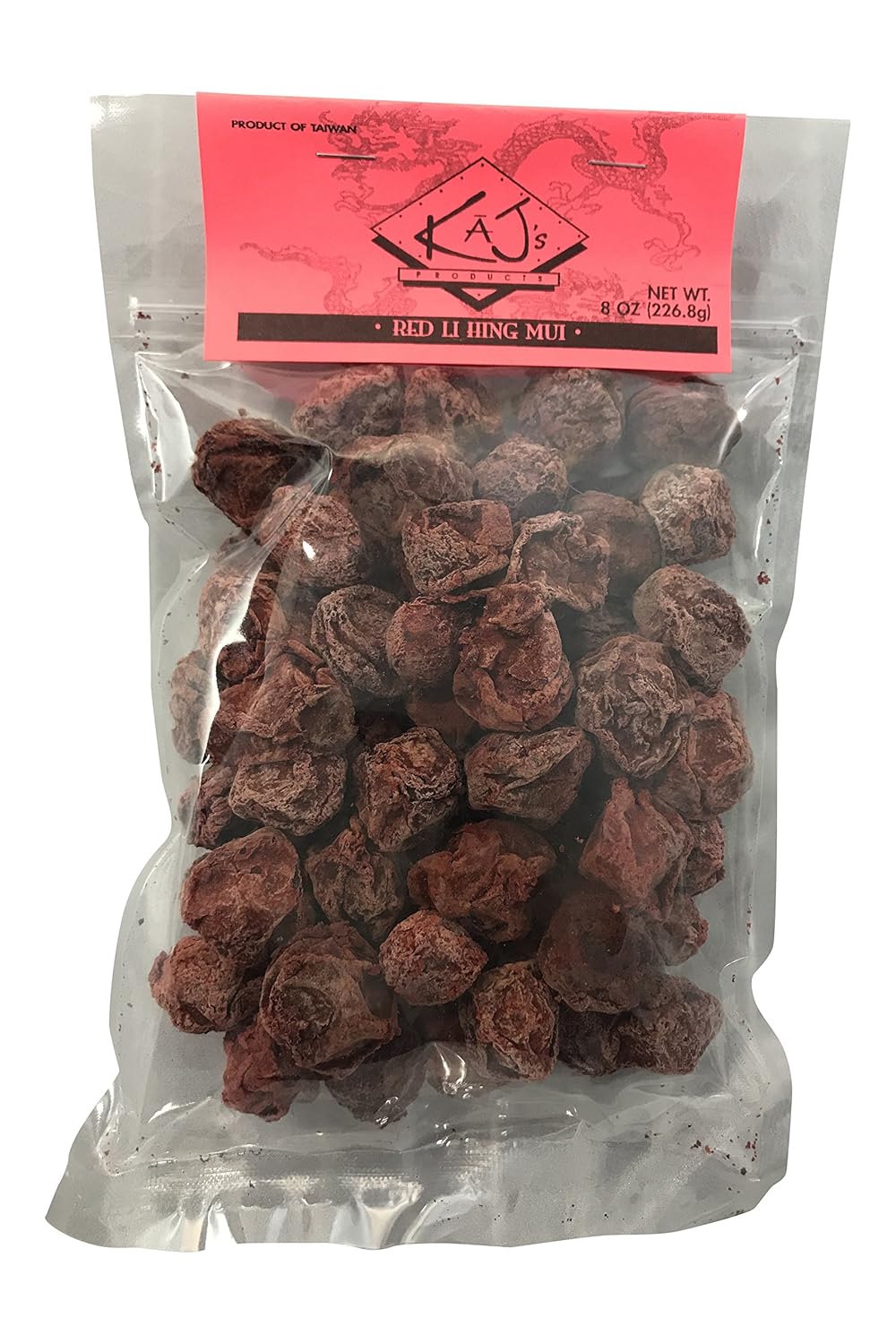 Kaj's Red Sweet Li Hing Mui Preserved Dried Plums, 8 Ounce