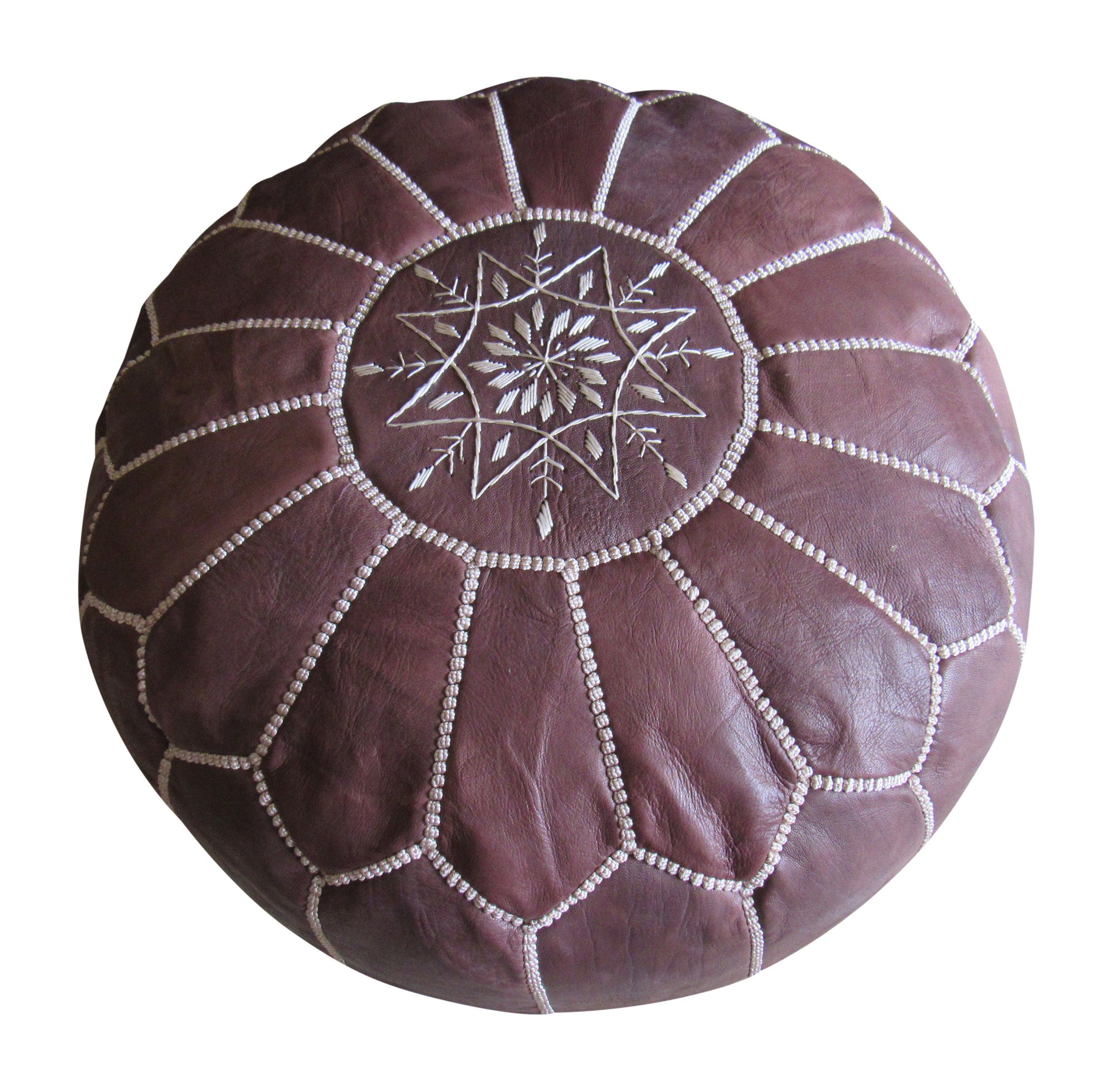 Marrakesh Gardens Unstuffed Genuine Leather Moroccan Hassock Pouf Pillow Cover, Authentic Handmade by Moroccan Artisans,