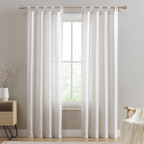 Miniatura 1 de Beatrice Home Fashions Monroe - Cortinas filtrantes de luz con pestaña superior, tela de mezcla de lino y poliéster, cada panel mide 34 pulgadas de