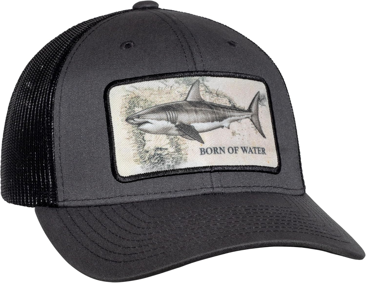 Shark and Anchor Patch Scuba Diving Trucker Hat: Mens Adjustable Snapback for Fishing, Spearfishing