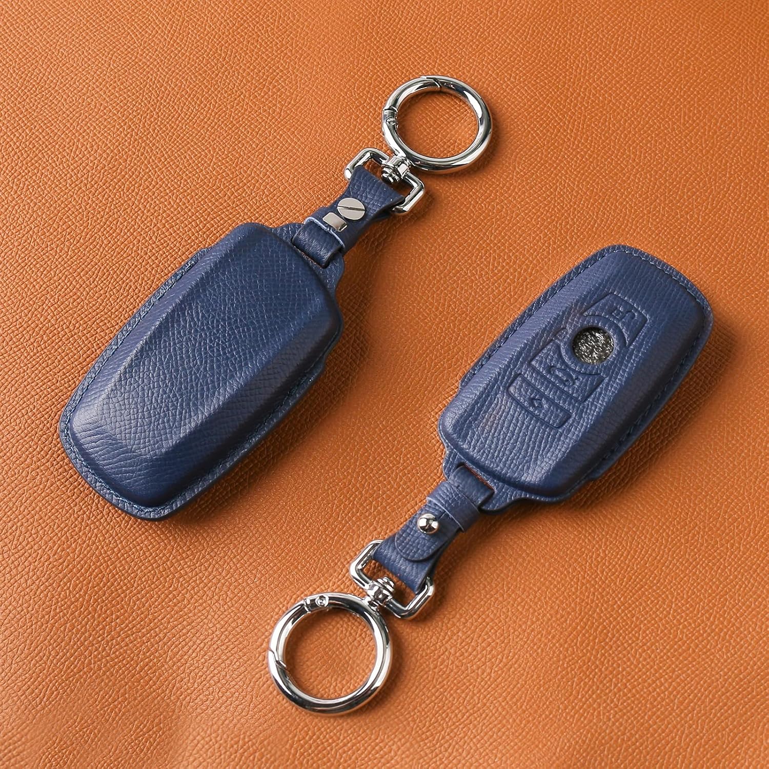 for BMW Genuine Leather Key Fob Cover with Keychain Shell for BMW 1 3 4 5 6 7Series X3 X4 X5 X6 M5 M6 3GT 5GT-Blue - Image 8