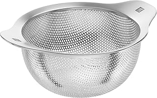 Stainless Steel Colander 16cm 18/10 Scratch-Resistant, 3-in-1 Strainer, Bowl, Satin Finish, Flat Base, Easy-Grip Handles, Dishwasher Safe, Versatile Kitchen Essential
