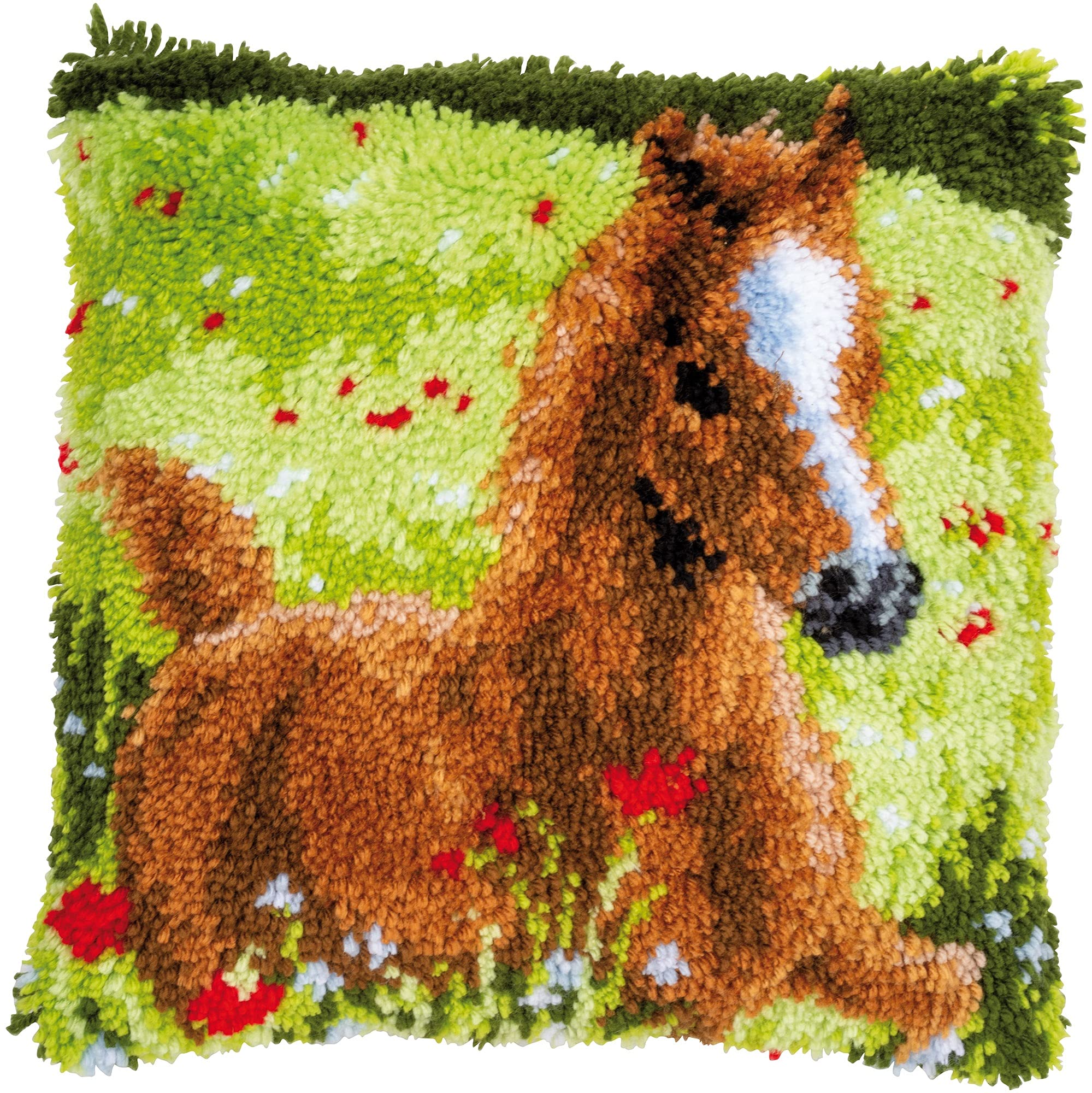 Kit point noué coussin Vervaco poulain 40x40 cm pour broderie débutant DIY