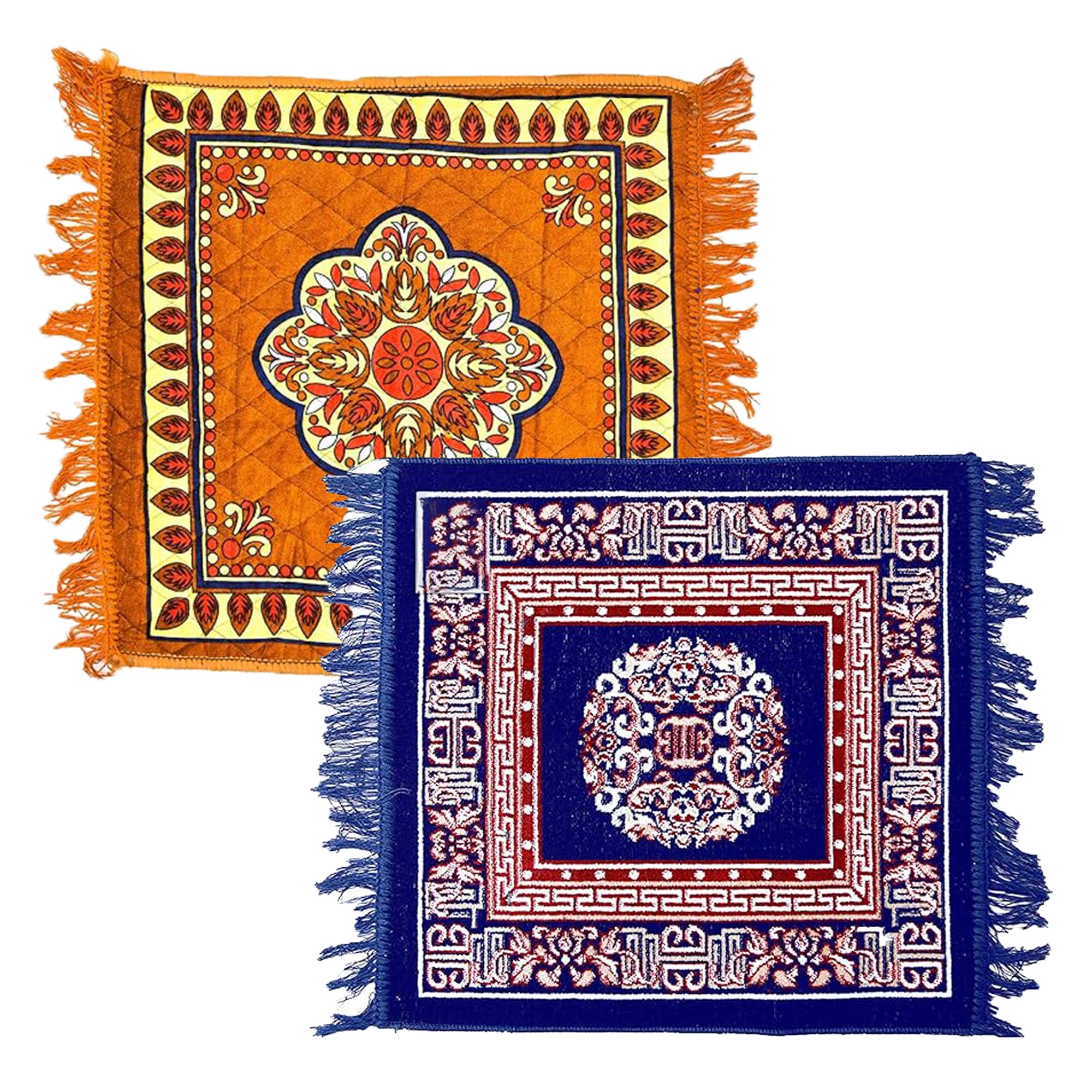 HOMITURE Trendy Cotton Prayer Mat Square Shape Combo Soft Sitting Mat Anti Slip Pooja Aasani Ideal Sitting Mat for Yoga Meditation and Prayers Multicolor Pack of 2(Random Color Will be Sent)-image-26