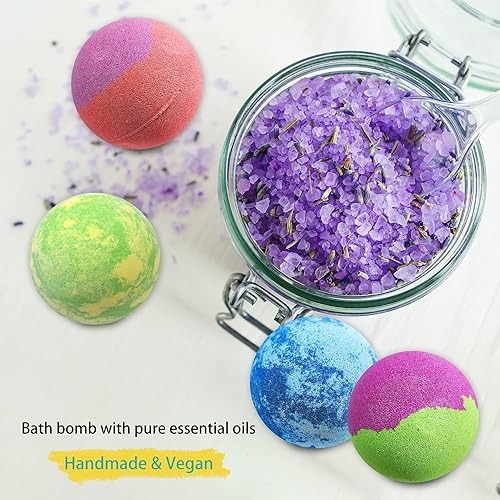 Miniatura 7 de El mejor juego de regalo de bombas de baño para mujeres, 50 bombas de baño envueltas individualmente a granel, bolas de baño hidratantes orgánicas