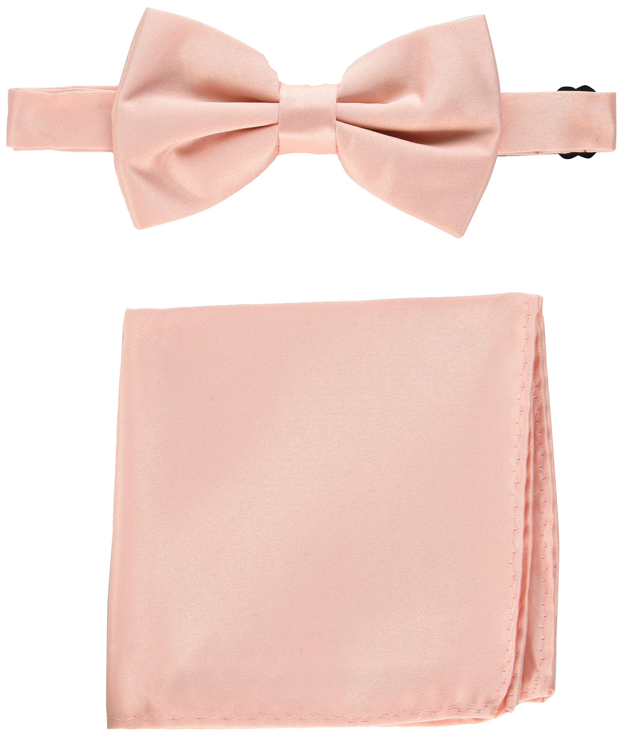 Vesuvio Napoli BowTie Solid Peach Color Mens Bow Tie & Handkerchief