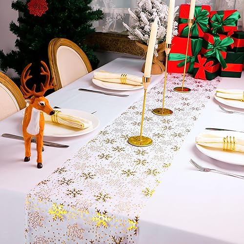 Miniatura 2 de Snowkingdom Camino de mesa negro de 2 piezas, rollo de camino de mesa de malla metálica con lentejuelas y purpurina de 11 x 108 pulgadas, decoración