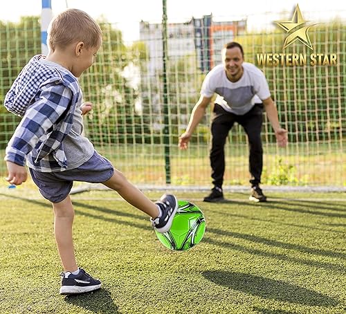 Miniatura 3 de Western Star Balones de fútbol de tamaño 5 a granel, paquete de 10 con bombas de pelota, ideales para entrenamiento y práctica, diseño suave y
