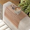 Sofa arm Tray Table Couch Bedside Wood Coaster Coffee Cup Foldable armrest Caddy end Protector Folding Living Room Furniture mat tv Chair Tables Trays (Color.1. Light)