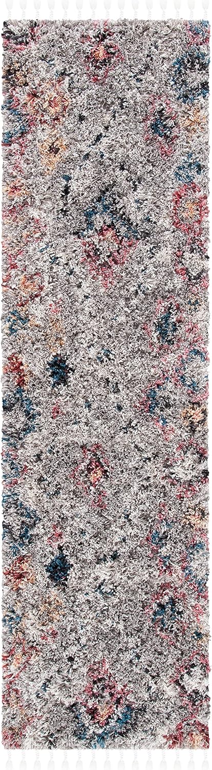 SAFAVIEH Morocco Collection Runner Rug - 2'2" x 8', Grey & Multi, Moroccan Boho Tribal Design, Non-Shedding & Easy Care, Ideal for High Traffic Areas in Living Room, Bedroom (MRC985G)