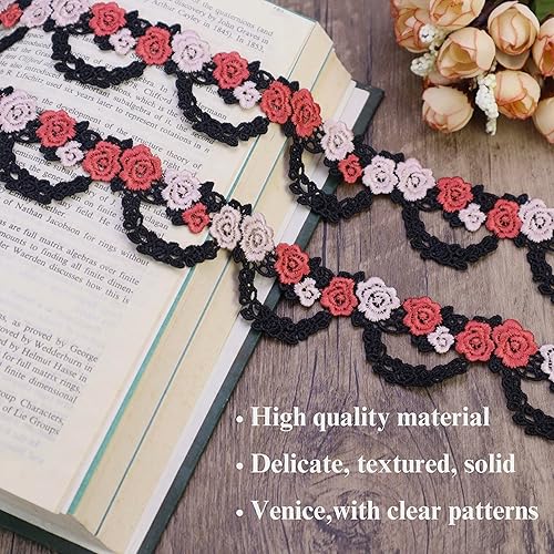 Miniatura 10 de SEWDIYTR Flor bordada apliques encaje cinta púrpura tulipán encaje para manualidades de costura 4 yardas 1.1 pulgadas