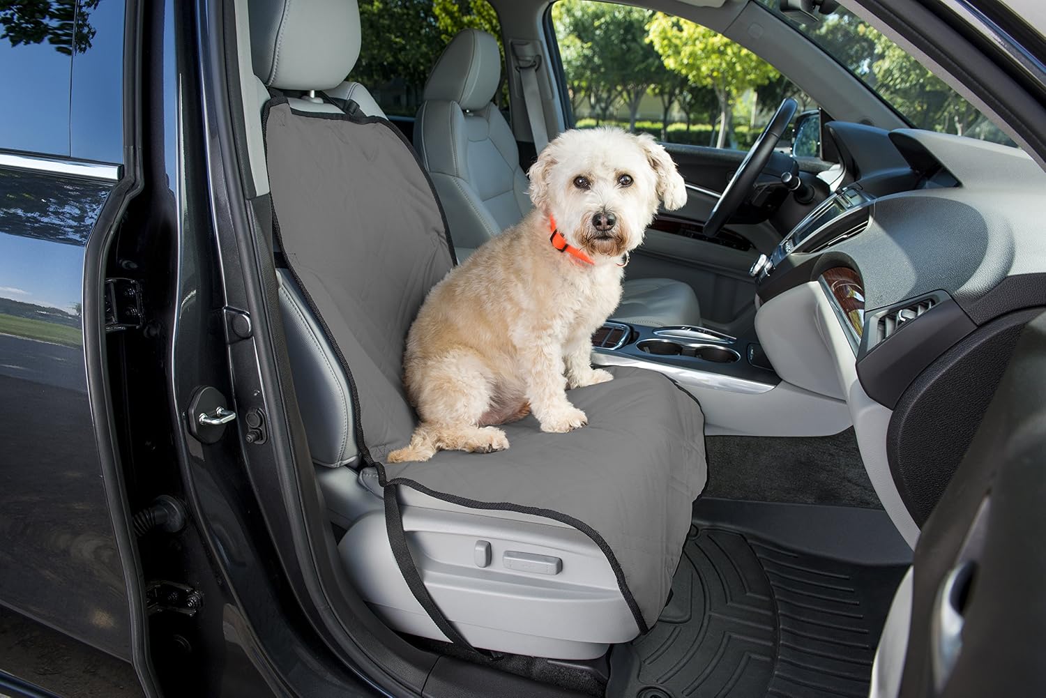 IMK9 Dog Seat Protector for Cars – Front Dog Seat Cover for Your Auto’s Bucket Seat – Non-Slip Backing – Bonus Pet Seat Belt Included