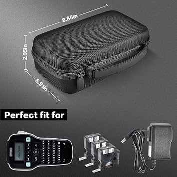 Boobowl Case for DYMO LabelManager 160/280 Label Maker- Hard Protective Travel Carry Box with Mesh Pocket, Elastic Holder & Smooth Zipper, Organizer for Tape Refills, Batteries & Charger (Case Only)