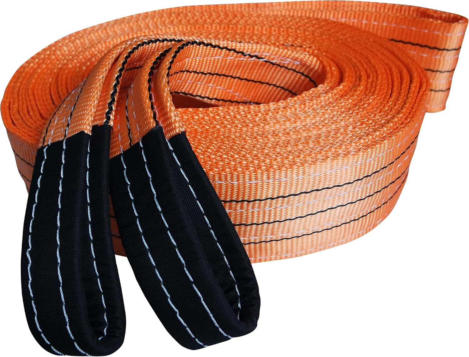 Titan Auto Heavy Duty Recovery Strap | for Off-Road Recovery and Towing (3.5" x 30' 35K LBS, Orange & Black)
