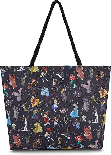 Disney Bolsa de viaje de lona clásica de Mickey y Stitch para niñas, niños, adolescentes, adultos, Negro -