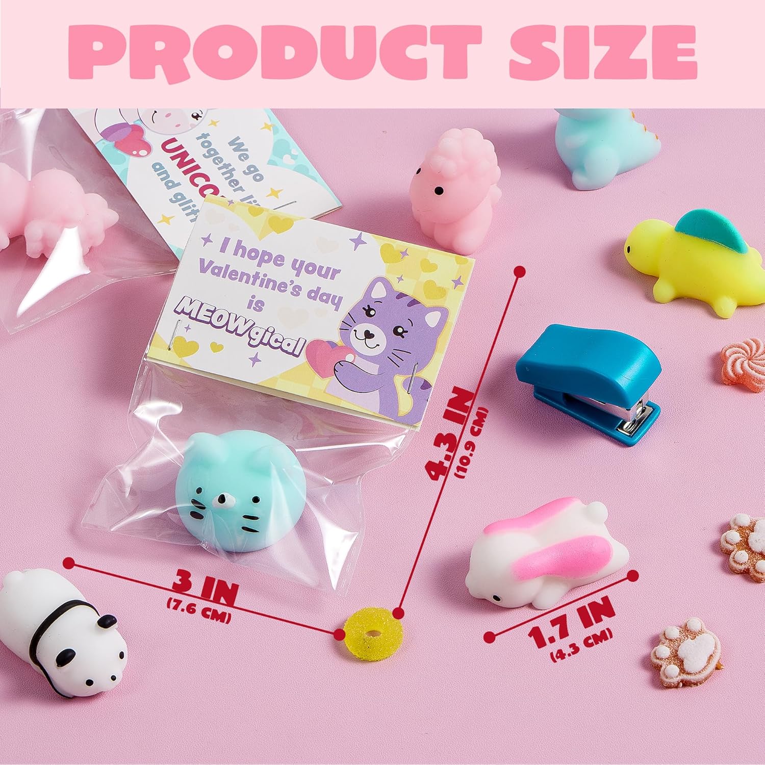 JOYIN 28 Packs Valentine’s Day Gift Cards with Mochi Squishy Toys, 14 Design Kawaii Animal Mochi Squishy Toys, Stress Relief Fidget Toy for Kids Party Favors, Classroom Gift Exchange Prize