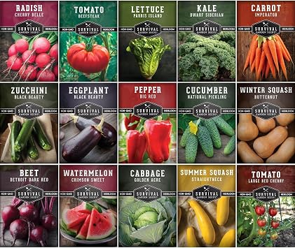 Vegetable Garden Seed Vault for Planting 15 Pack Collection | Heirloom Non-GMO Family Garden Kit Tomato, Lettuce, Cucumber, Squash Indoor or Outdoor Growing Survival Garden Seeds