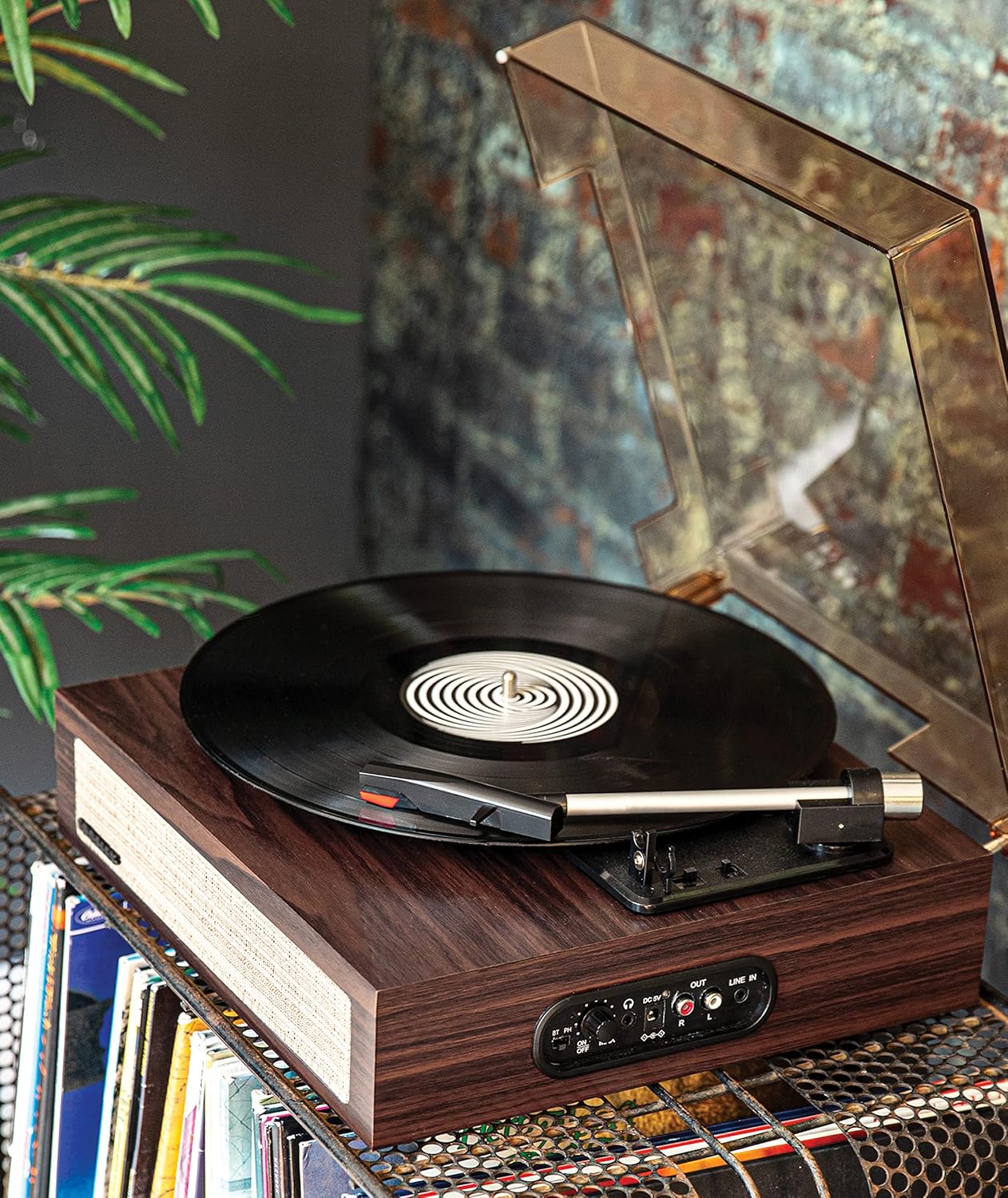 Crosley CR6042A-WA Scout 3-Speed Bluetooth Turntable with Built-in Speakers, Walnut