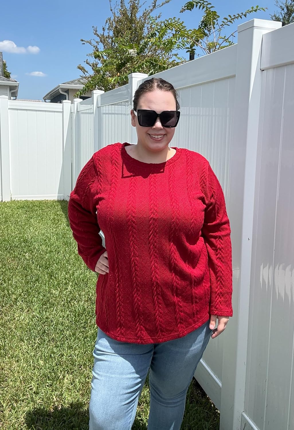 RITERA Plus Size Womens Tops Cable Knit Sweaters Casual Long Sleeve Lightweight Pullover Sweater Tops XL-5XL - Image 6