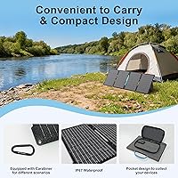 Vista 4 de 60W Portable Solar Panels Chargers with USB-C, USB-A and DC Outputs Foldable IP67 Waterproof Solar Panel for Camping,Power Emergency for Small Power