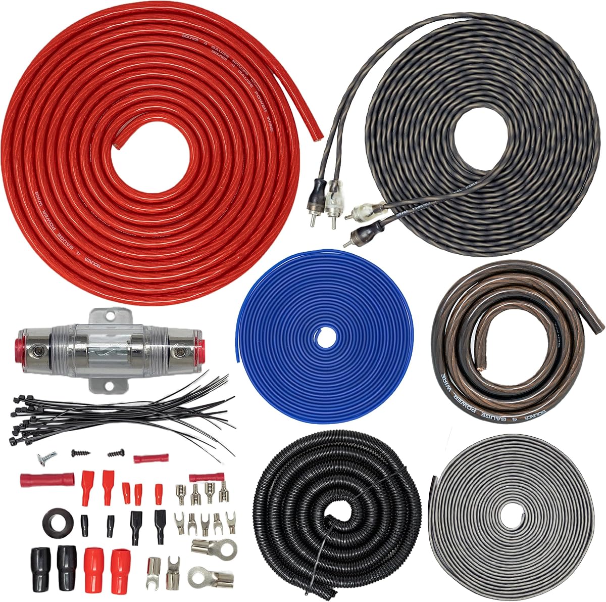 ECK4v2, kit de amplificador de 4 calibres - Cableado completo de instalación del amplificador - 2500 W