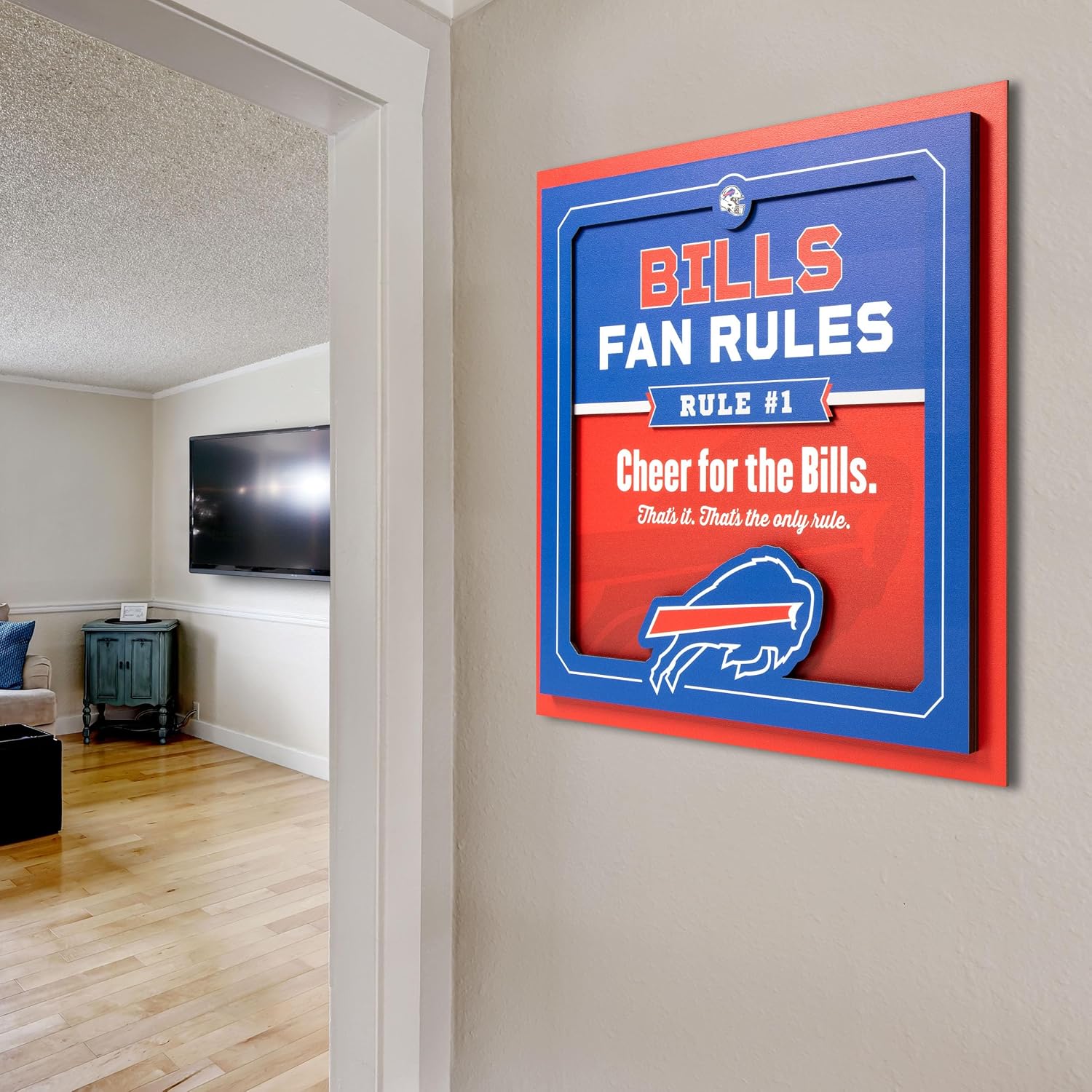 YouTheFan Officially-licensed NFL Fan Rules Wall Art, multiple layers, humorous team artwork sports fan motto, showcases funny rules, indoor decor
