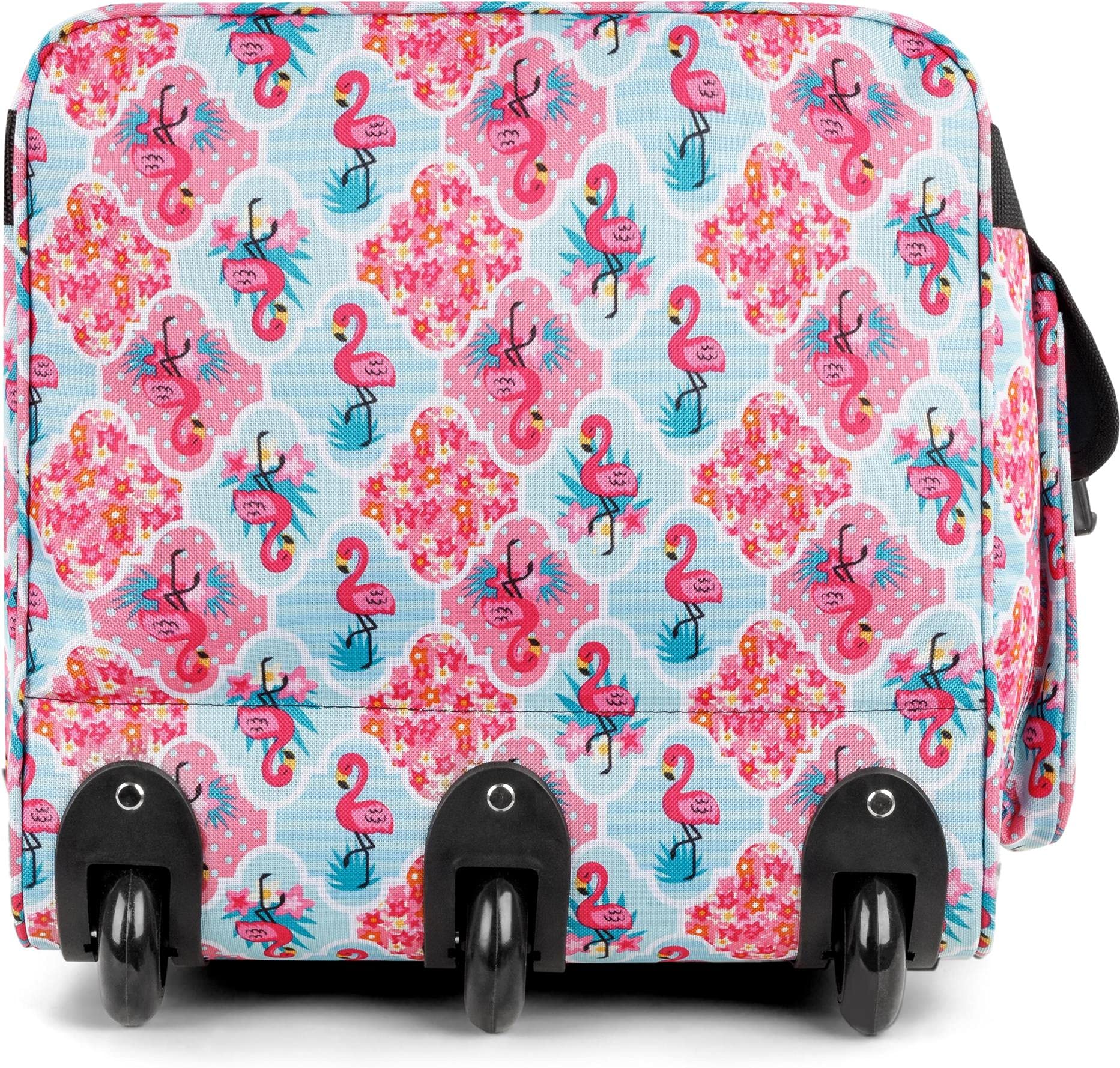 Reisetasche mit Rollen 80 Liter Volumen - Reise-Trolley mit großem Hauptfach Weichgepäck Weekender Saunatasche Flamingo XXL