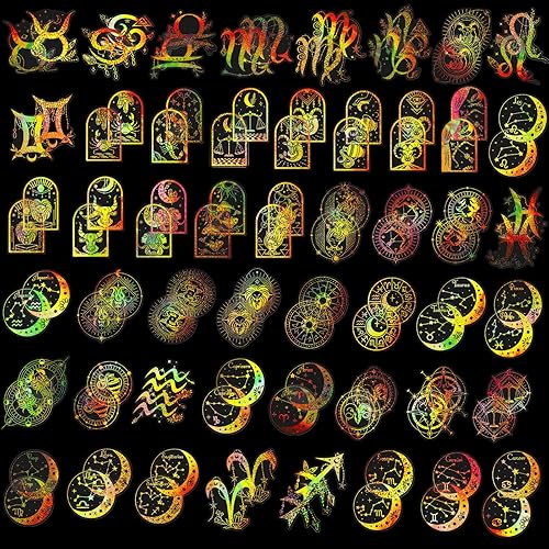 Miniatura 2 de Calcomanías de constelación para adultos, paquete de 100 calcomanías impermeables del zodiaco para botellas de agua, laptop, patineta, casco de