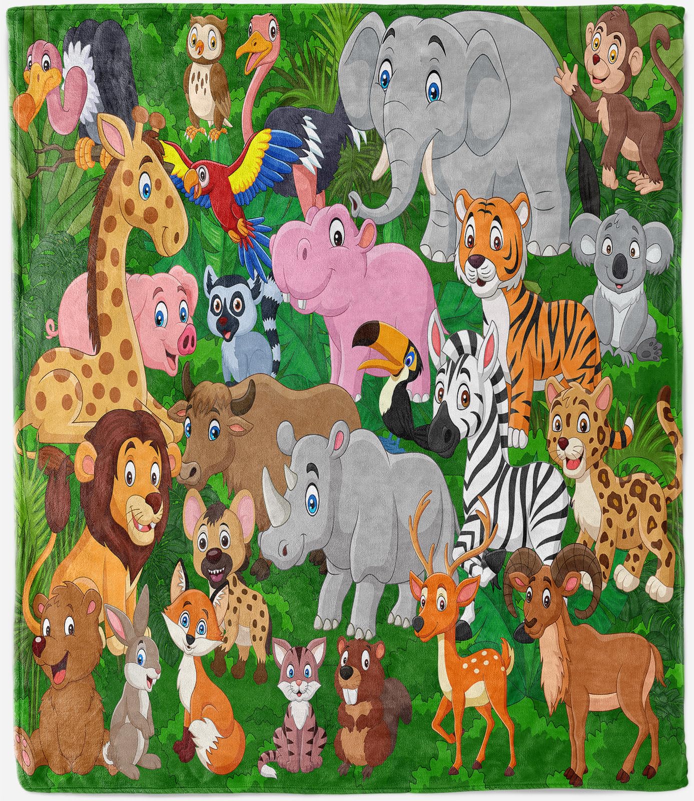 ANHOPE Safari Animal Blanket Soft Lightweight Flannel Fleece Throw Blanket for Couch Sofa Bed Lion Tiger Elephant Print Pattern All Season Decorative Throw for Kids Adults Single 130 x 150 cm