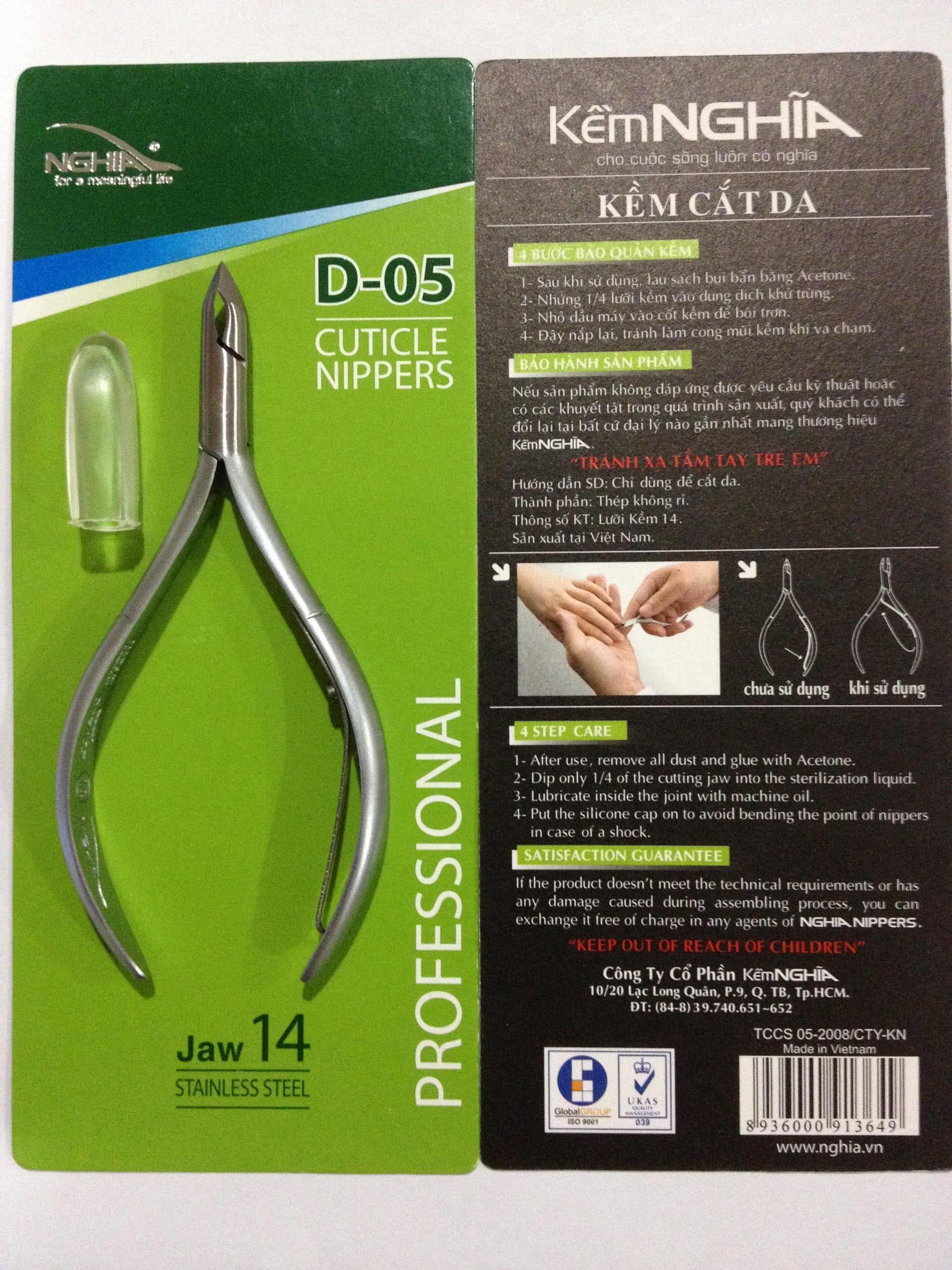 Nghia Stainless Steel Cuticle Nipper C-01 (Previously D-05) Jaw 14